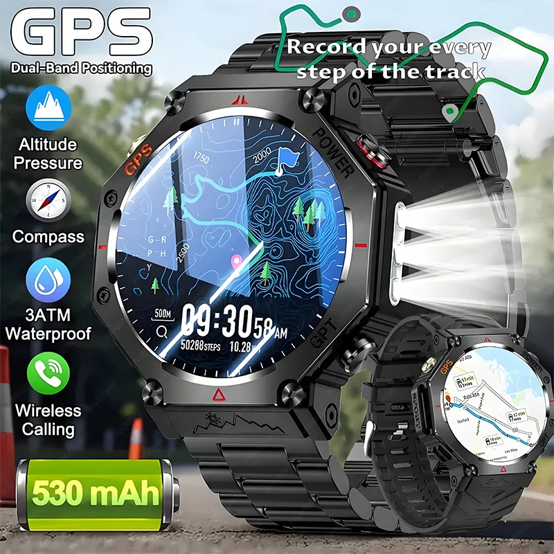 

2025 Новые GPS-смарт-часы 1,39-дюймовый дисплей Ultra HD Встроенный GPS и компас Сделать/прием телефонных звонков Аккумулятор 530 мАч Спортивные умные часы