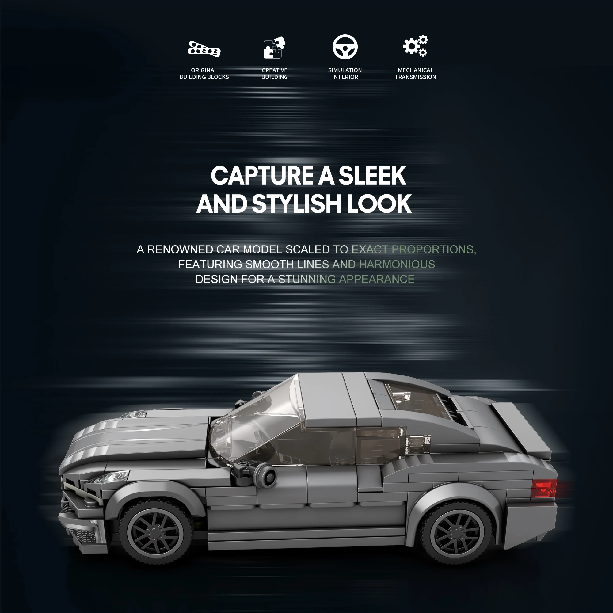 مجموعة مكعبات بناء السيارة الرياضية للبالغين، مجموعة ألعاب نموذج عرض قابلة للجمع لسيارة السباق، هدية إبداعية للأطفال الأولاد والبنات، 369 قطعة