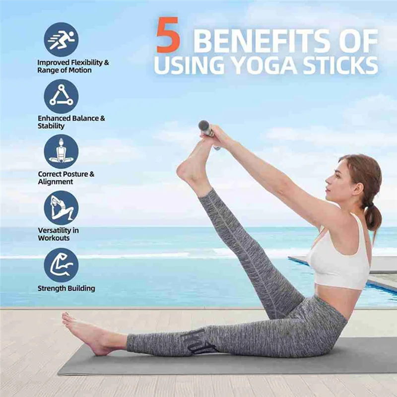 

RTENTE-Yoga Stick 5 Ft Sturdy Steel Adjustable Stretching Stick For Mobility, Flexibility And Balance Versatile Exercise Stick