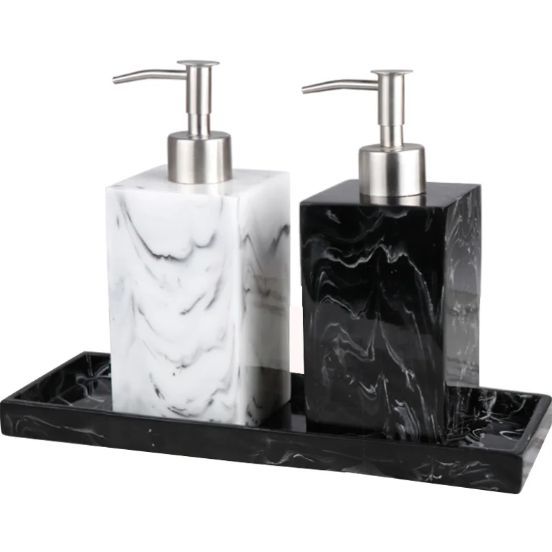 Nordic Style Bathroom Cabinet Decoration Marble Pattern Tray Hand Sanitizer Bottle Split Aromatherapy