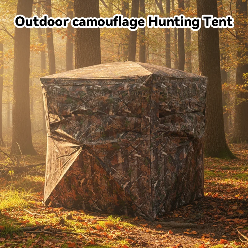 Hunting Blind Pop Up Tent 360 Side Opening Camouflage Observation Window Oxford Fabric for Turkey Deer Hunting