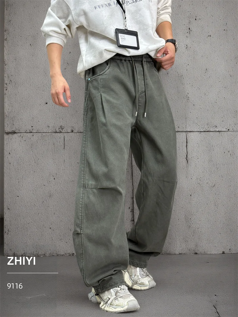

American Retro High Street Loose Fit Casual Work Pants Men's 2026 New Sle Faionable Knife Pants Cotton Polyester