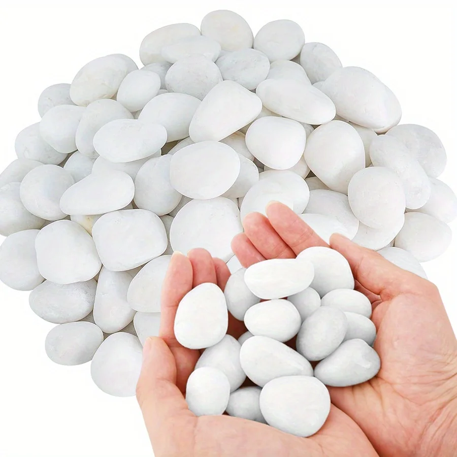 

200/400g White High Polished Natural Pebbles 2-3cm Courtyard Landscape Decoration Rocks Peddles for Plant Vases Fish Tank JXB
