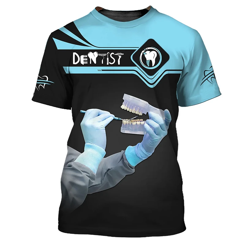 2025 Men's T-Shirt Tooth 3d Printed Daily T Shirt For Man Short Sleeve Fashion Casual Street Dentist Uniform Men's Clothing Tops