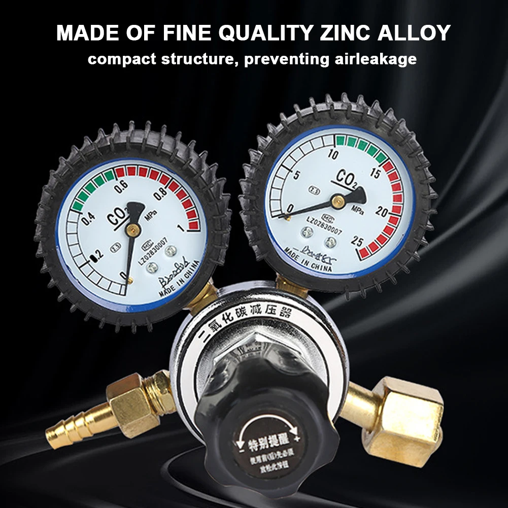 

Zinc Alloy CO2 Pressure Reducer CO2 Gauge Pressure Reducing Valves CO2 Regulator Clear Dual Pressure Gauge Regulator