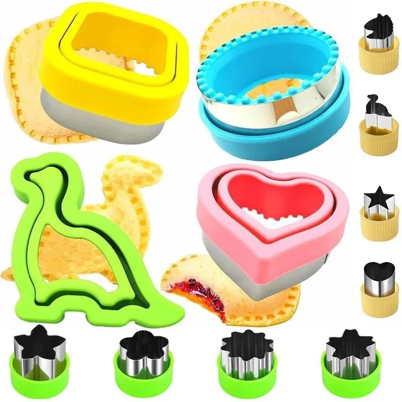 4pcs Cute Stainless Steel Cookie & Bread Cutters – Baking Set for DIY Interesting Shapes, Sandwich, Bento