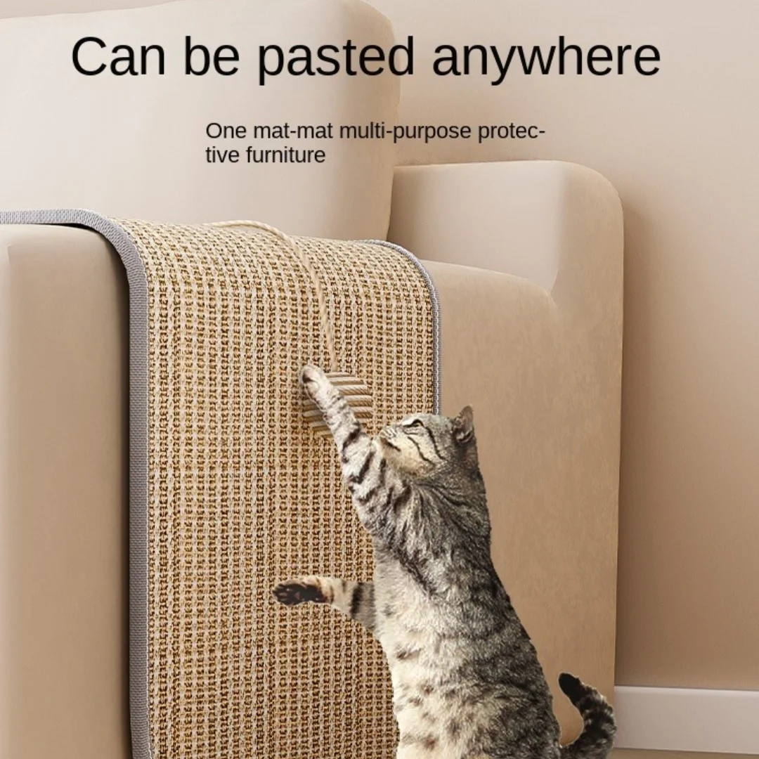 1PC Cat Sisal Jute Mat Two Kinds of Material Anti-cat Scratch Sofa Protective Wall Stickers Wear-resistant Cat Scratch T