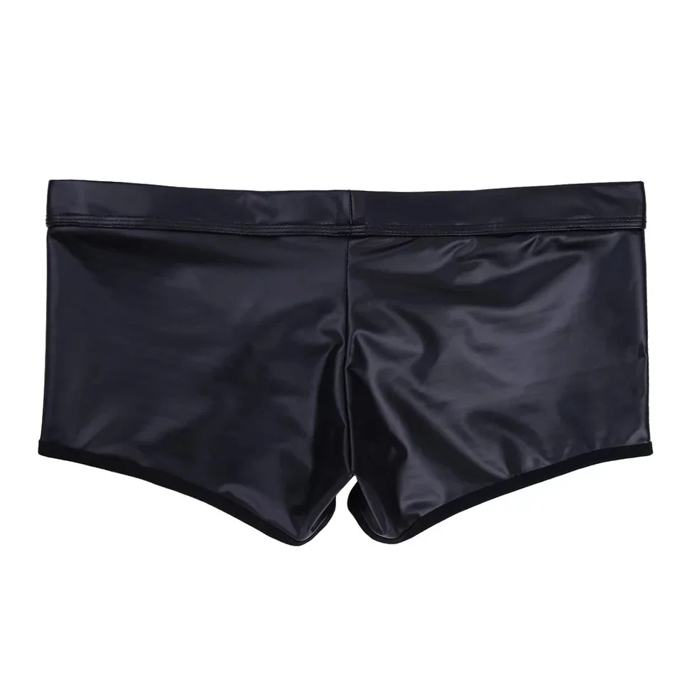 Boxer de couro falso masculino, calcinha masculina, cuecas sem costura, anel de penis, cueca preta, cueca sexy, calcinha da moda