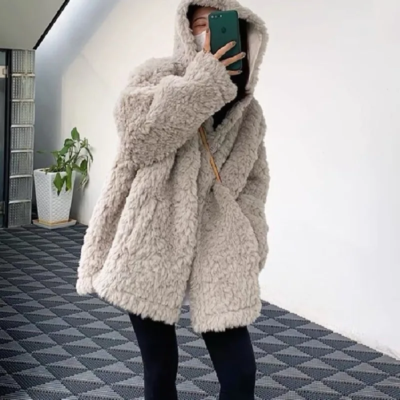 Winter Coat Women  Puffer Jacket Women Loose Thick Faux Fur