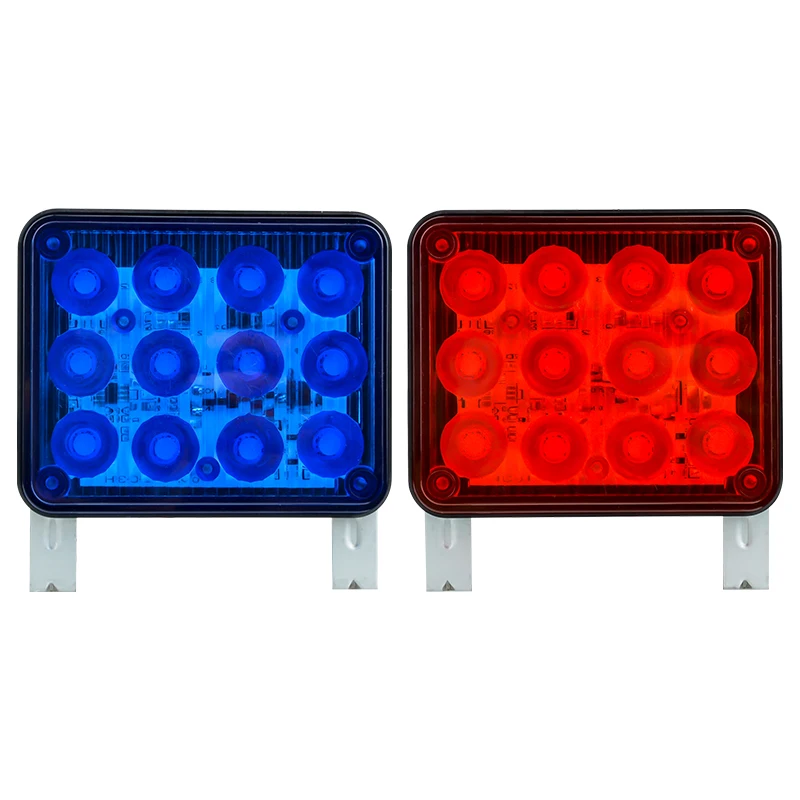 Motorcycle Heavy Truck Fire Retrofit LED Square Tail Iamp Emergency Flash Red, Blue, White, Yellow Warning Iight