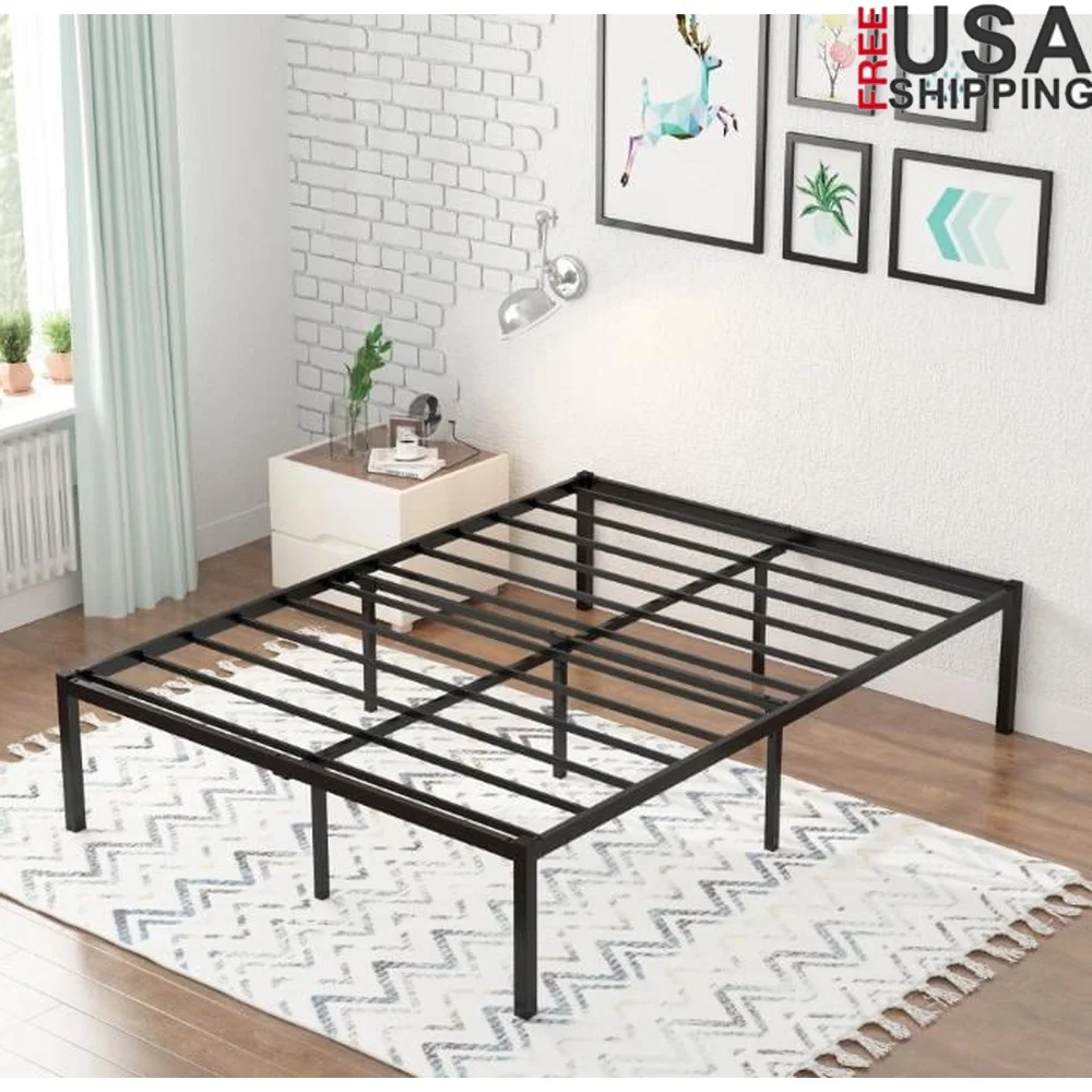 

Heavy Duty Metal Platform Bed Frame with Under-Bed Storage 18 Inch Sturdy and Durable Easy Assembly No Box Spring Required
