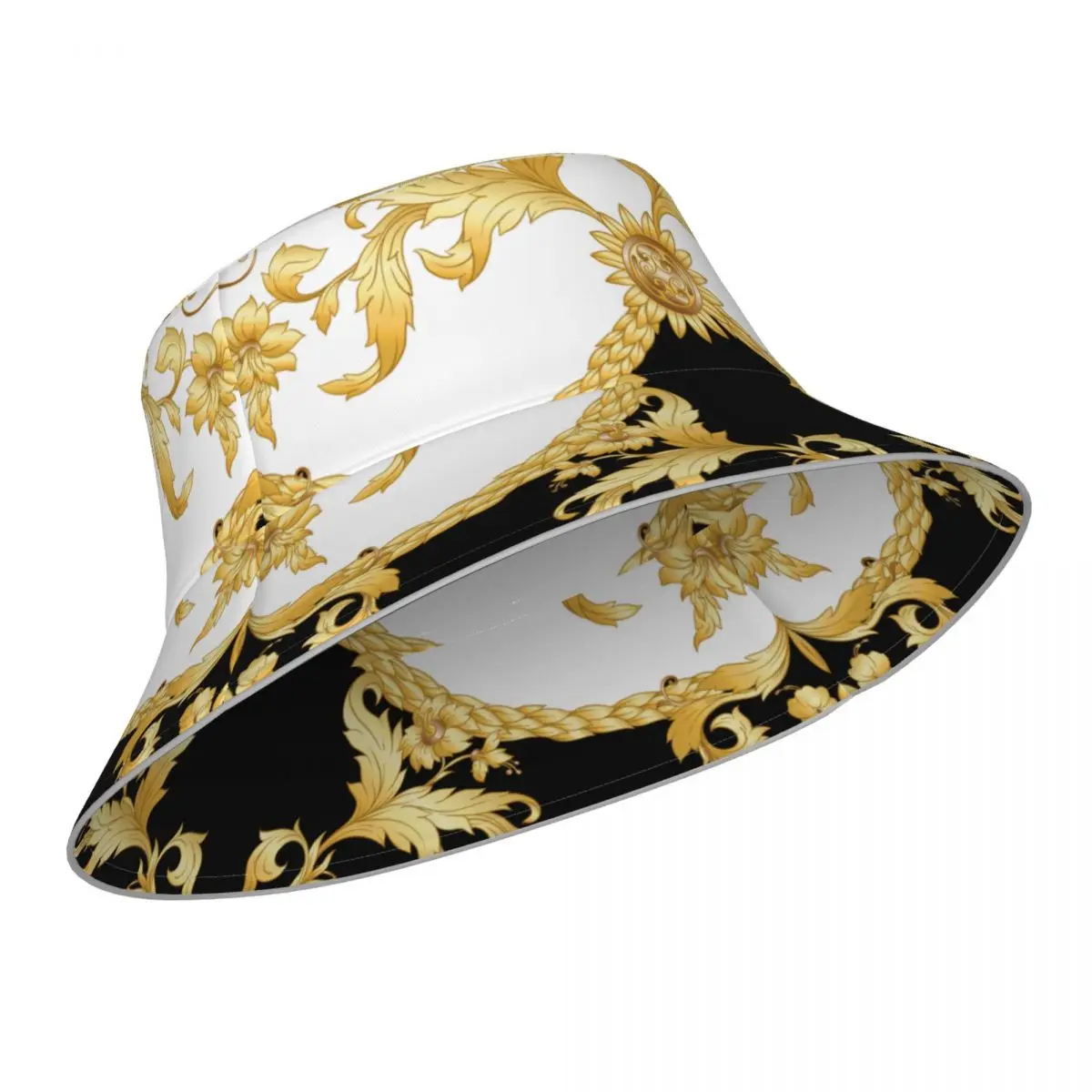 Baroque Reflective Bucket Hat Summer Hats Fisherman Hat Foldable Women Men Sunscreen Shade Caps