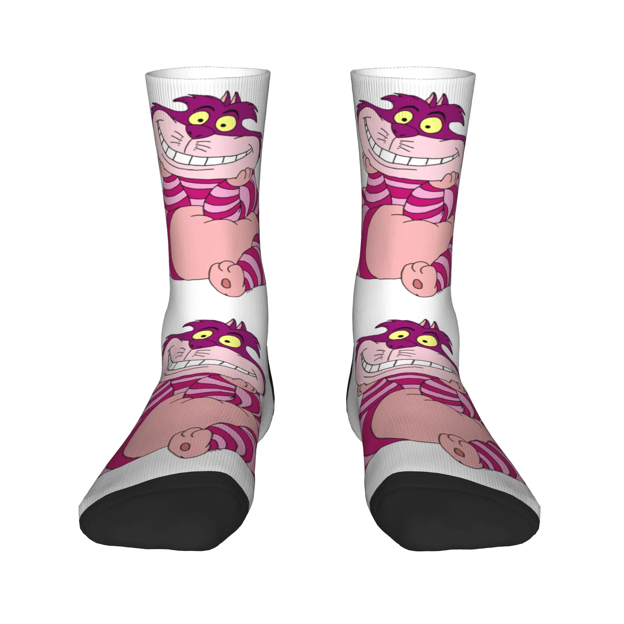

Novelty Mens Alice In Wonderland Cheshire Cat Dress Socks Unisex Warm Comfortable 3D Print Crew Socks