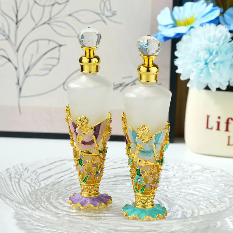 Botella cónica de esmalte con diseño de ángel, botella de perfume vacía, contenedor de aceite esencial recargable para decoración del hogar, 1 ud.