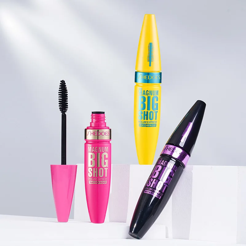 Eyelash Mascara Waterproof Mascara Thick Fiber Long Curl Silicone Brush Mascara Makeup Kit Long Lasting Natural Curling