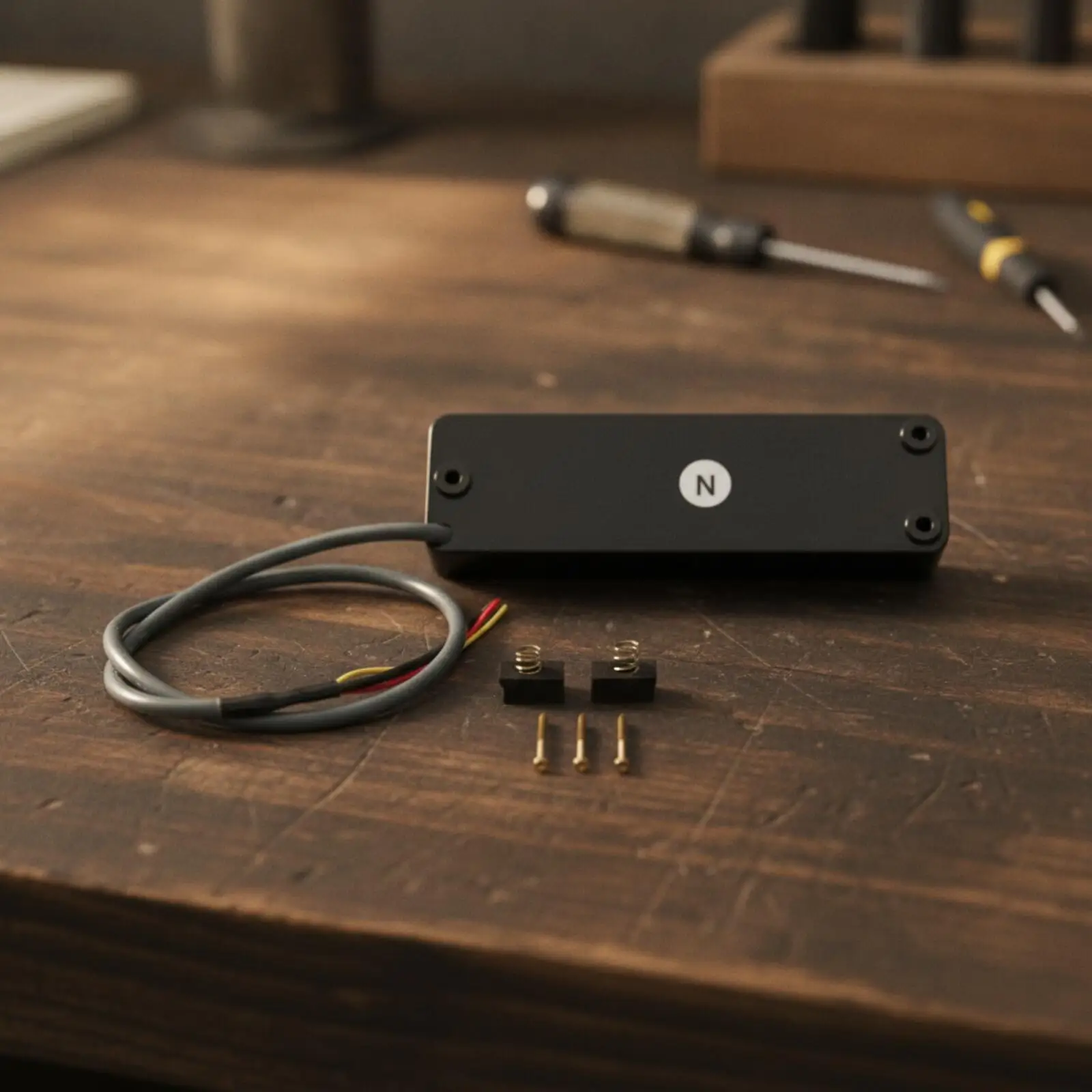 Bass Guitar Pickup Active Style 4 String Electric Component with Cable and Screws for Instrument Upgrade and Luthier Projects