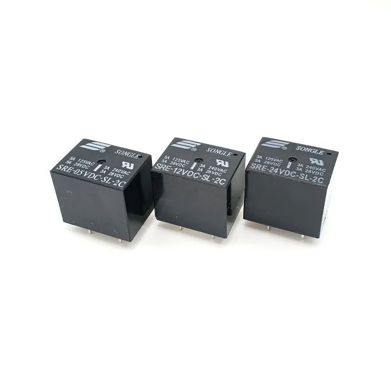 SONGLE RELAYS 10PCS SRE-5V-12V-24VDC -SL-2C 8Pin 5A 125VAC