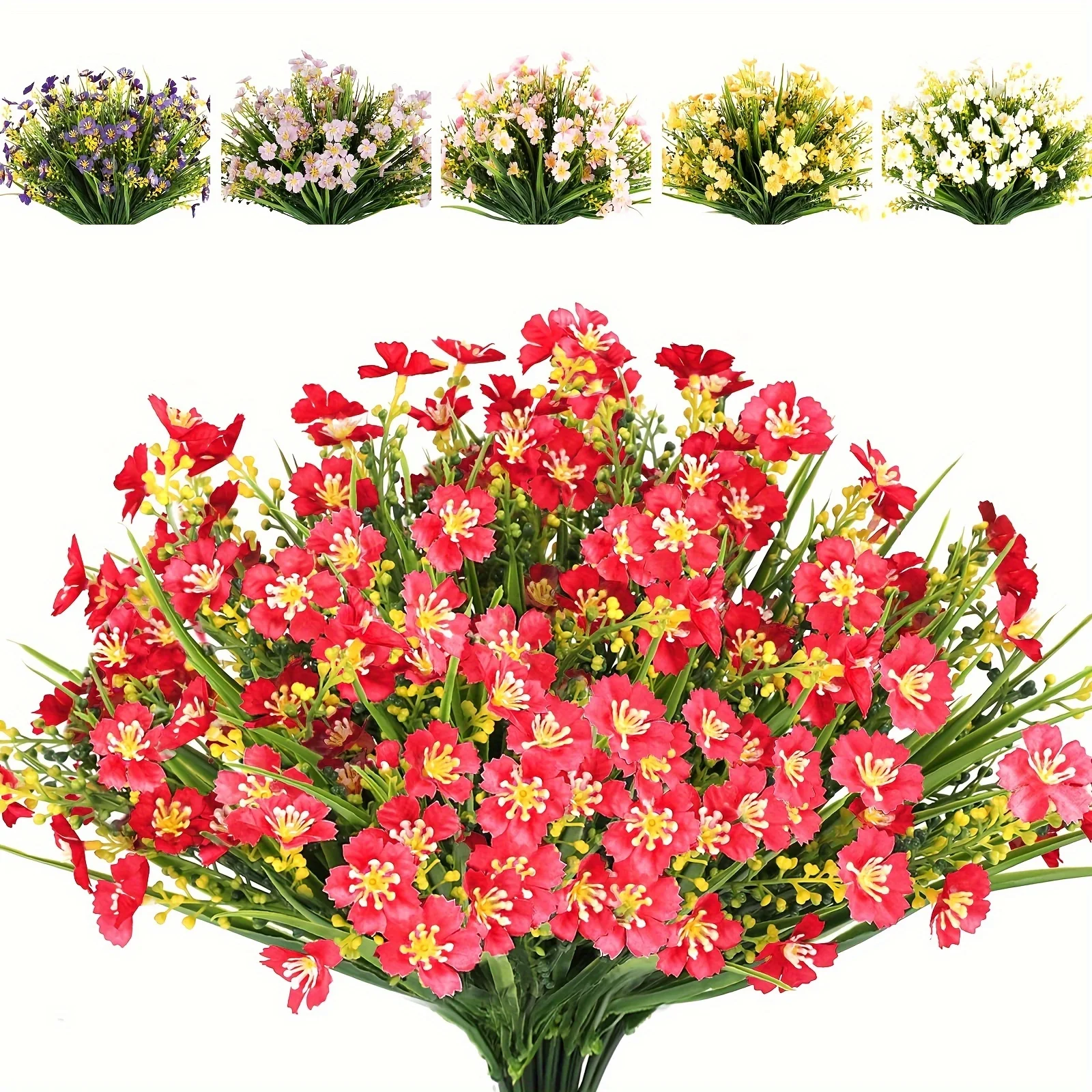 Fleurs d'AndrFlowers artificielles extérieures, fausses plantes en plastique pour arbuste, jardin, décor de fenêtre, obtenez bien une occasion, degré UV, 14 pièces