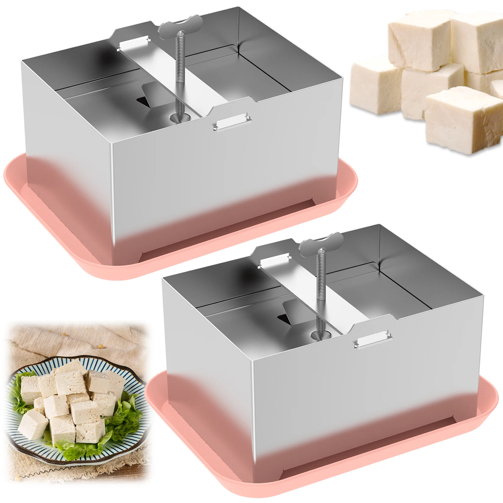 

2 шт. Пресс для тофу из нержавеющей стали 304, приспособление для прижимного полотенца и поддона для капель для домашнего соевого молока, гамбургера, мяса, риса