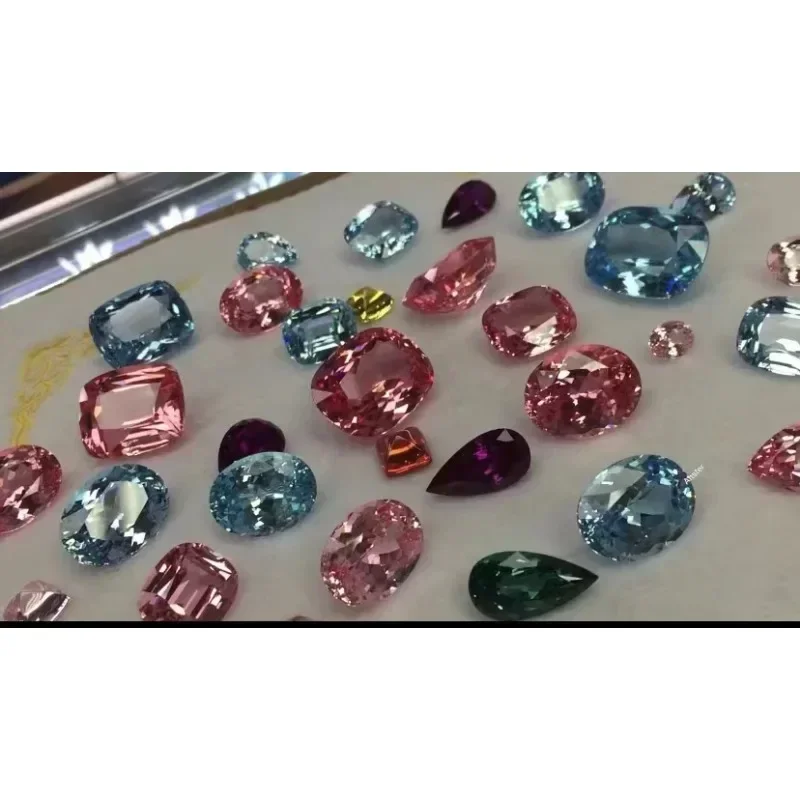 Ruihe New High Quanlity Handmede Gemstones 15x17.5mm Lab Grown Pink Purple  Blue Color Sapphire for Jewlry Rings Making