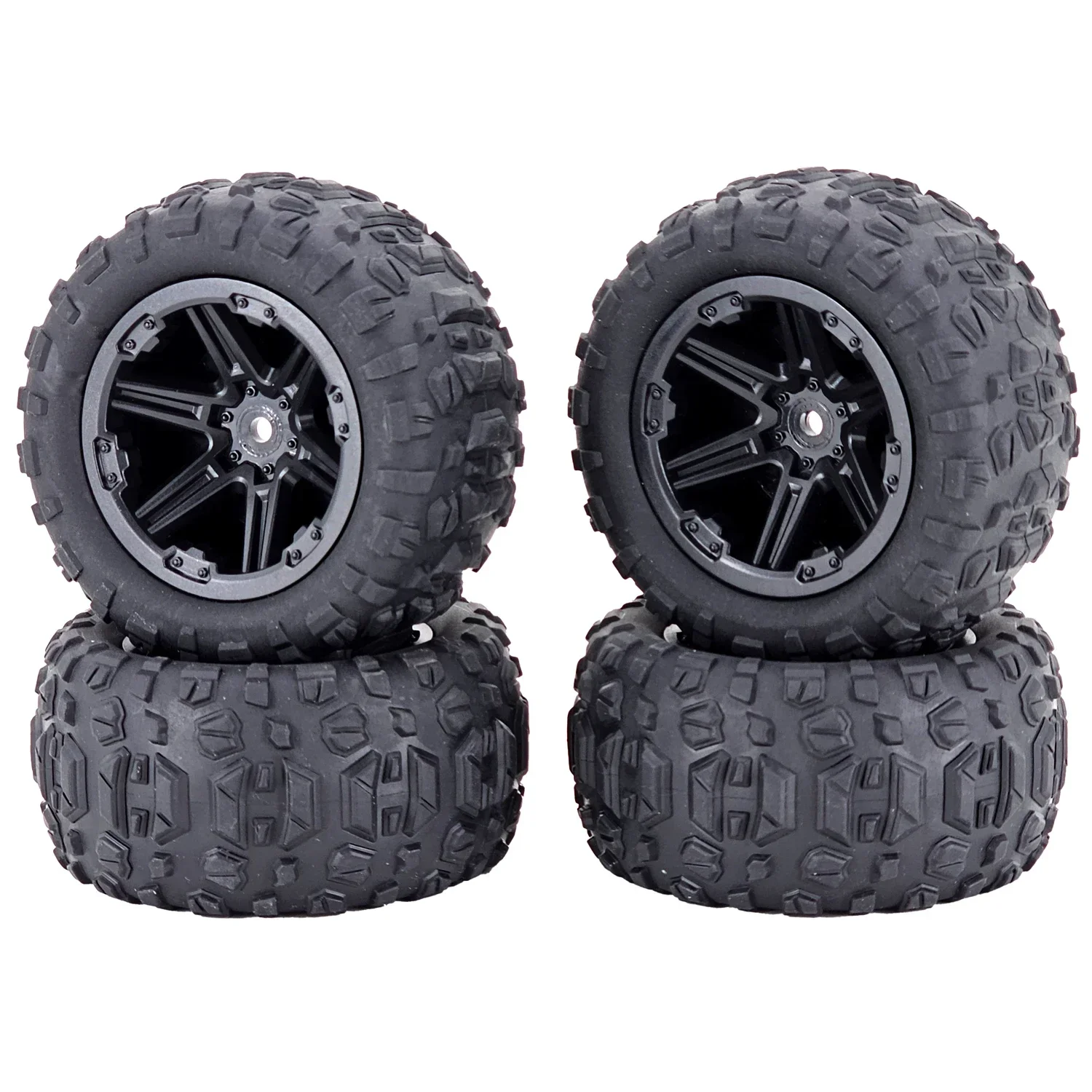 4 peças 85mm 12mm rodas de pneus de borracha hexagonais para scy 16101 16103 16104 mjx h16p 16208 16207 16210 1/14 1/16 rc monster truck atualização