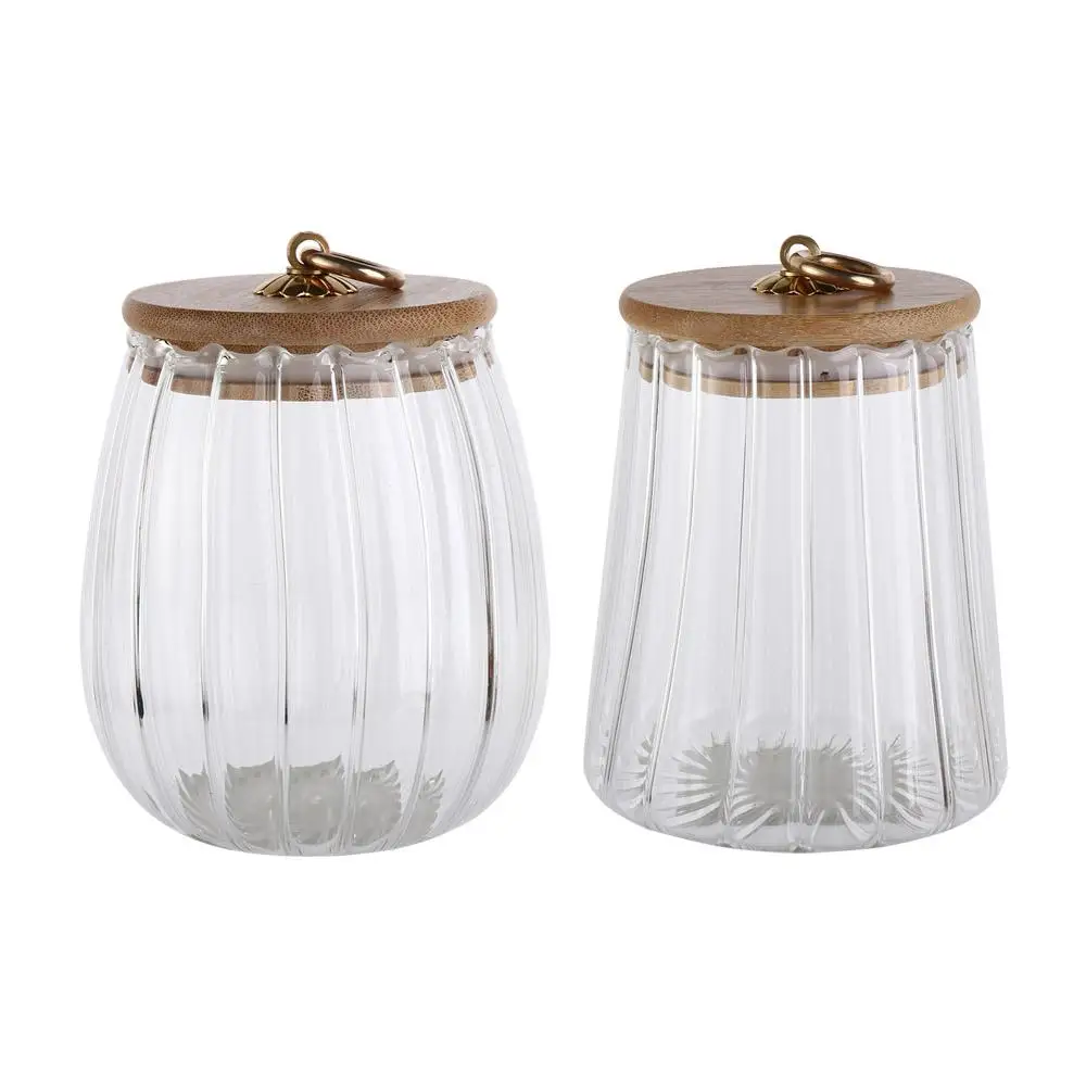 

Transparent Glass Canister Airtight Striped Glass Storage Jars Sealed Decorative Seasoning Pot Spice Jar Coffee Beans