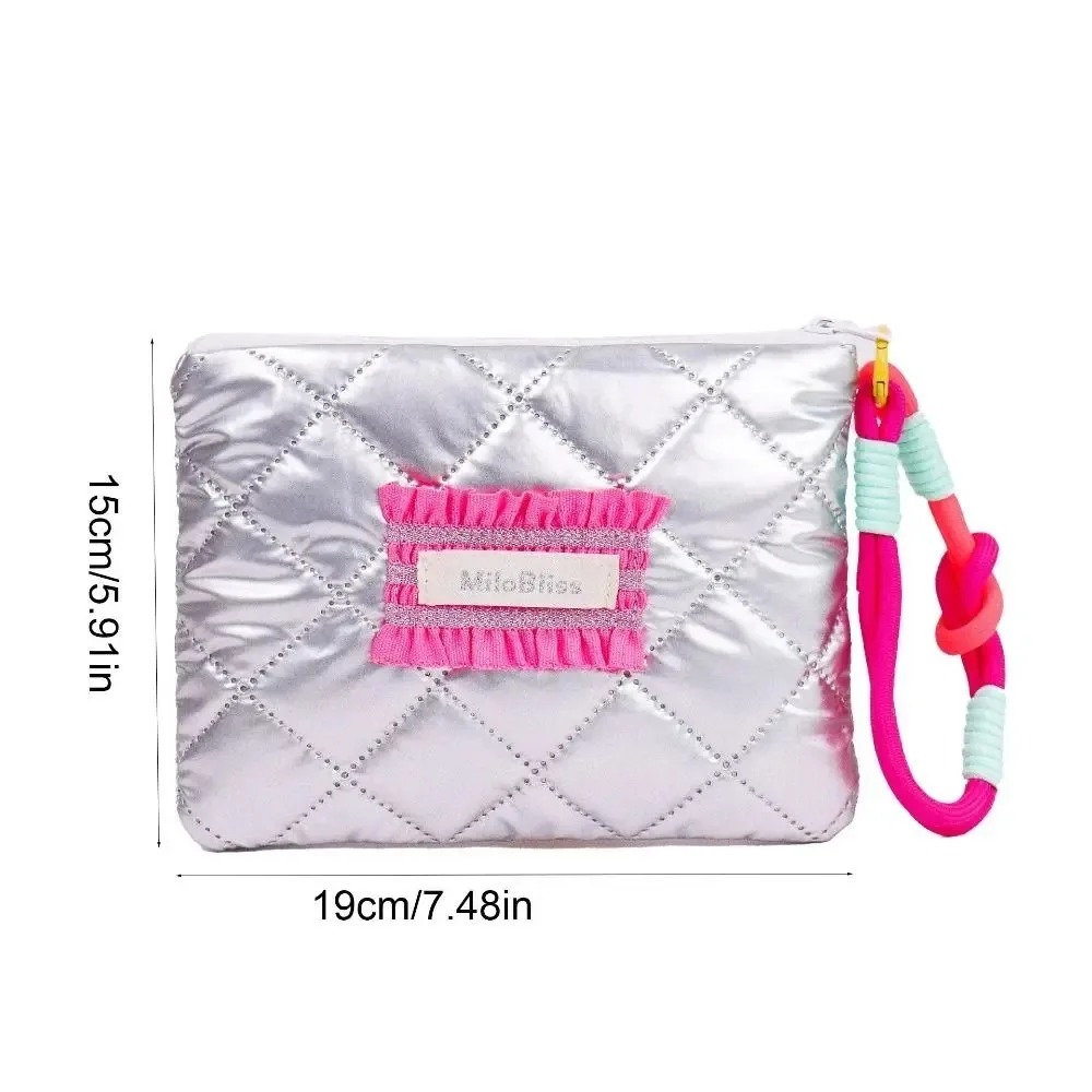 새로운 실버 컬러 동전 지갑 코 튼 끈 작은 품목 가방 하트 모양 핸드백 지갑