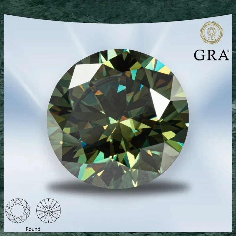 

Moissanite Stone Round Cut Yellow Green Colour VVS1 with GRA Certificate Gemstone Charms Beads Advanced Jewelry Making Materials