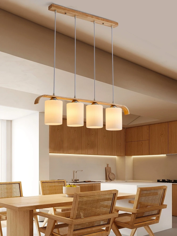 LED Nordic Dining Room Chandelier Indoor Lighting Led Pendent Lamp for Kitchen Bar Wooden Ceiling Hanging Light Glass Decorate