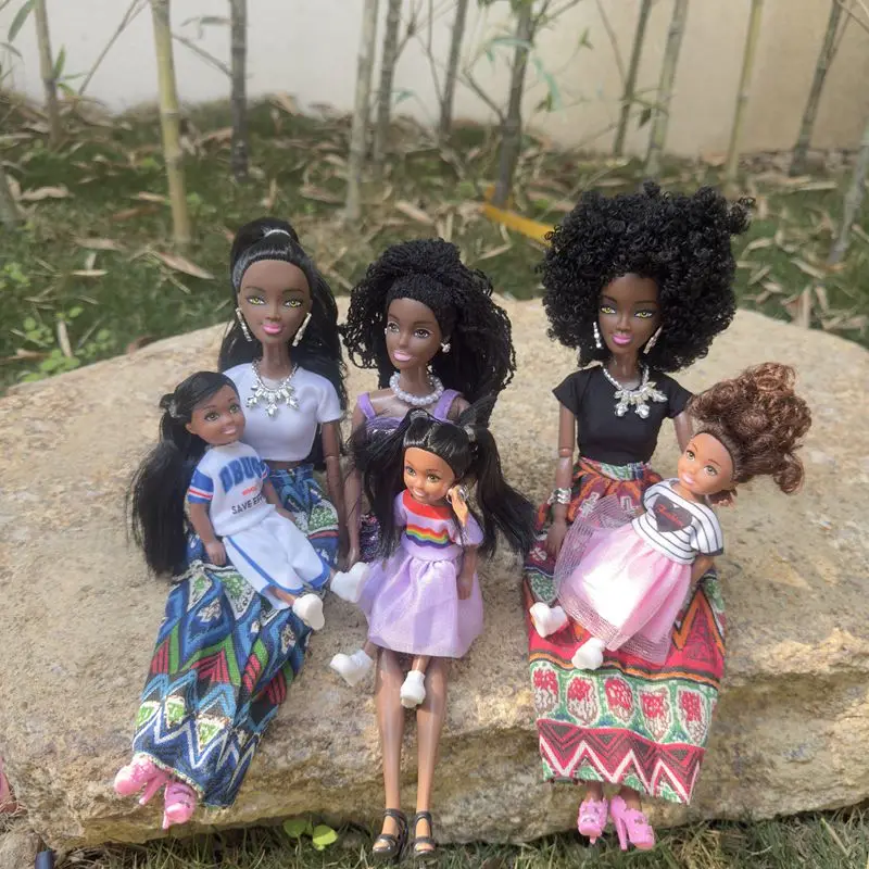 

Kawaii Items African Girls Black Doll 30cm Monther 18cm Daughter Body With Clothes For Kids DIY Game Best Birthday Present