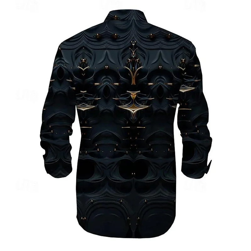 Mask Men's subculture casual 3D printed shirt Party Street Resort Spring/Summer lapel long-sleeved shirt