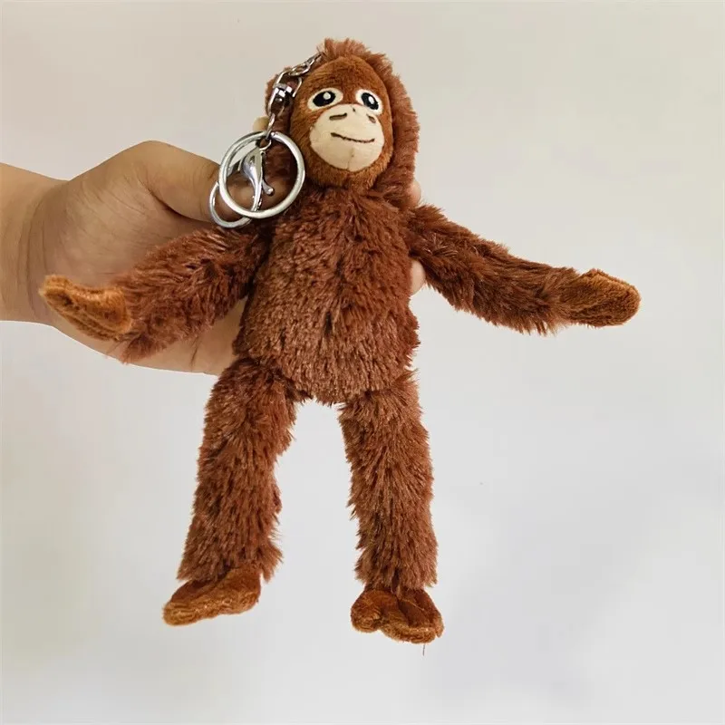 Red Gorilla Orangutans Pongo Monkey Pendant Bag Decoration Key Ring Chain Plush Toy Stuffed Doll Cartoon Animal Boy Girl Gift