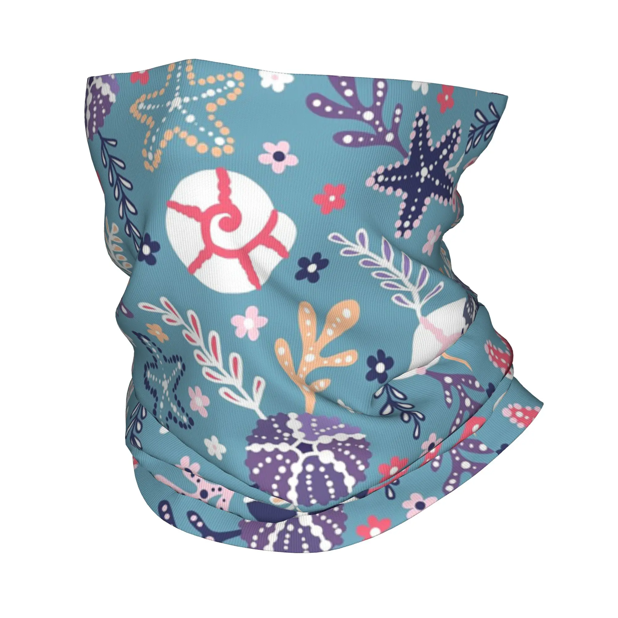 

Seashell Starfish and Coral Pattern Bandana Neck Cover Printed Face Scarf Multi-use Headwear Riding For Men Women Adult