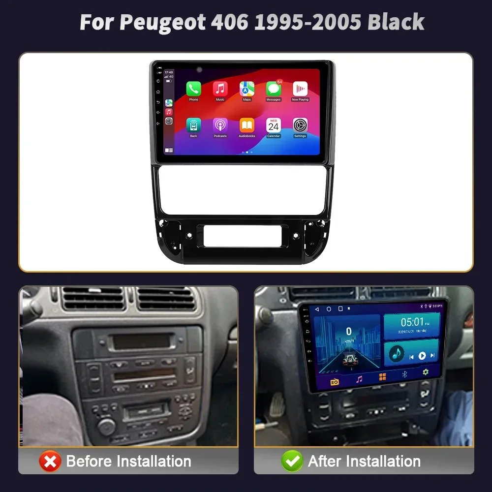 Android Bluetooth For Peugeot 406 1995-2005 Black Car Radio Multimedia Player Navigation Wireless CarPlay Touch Screen