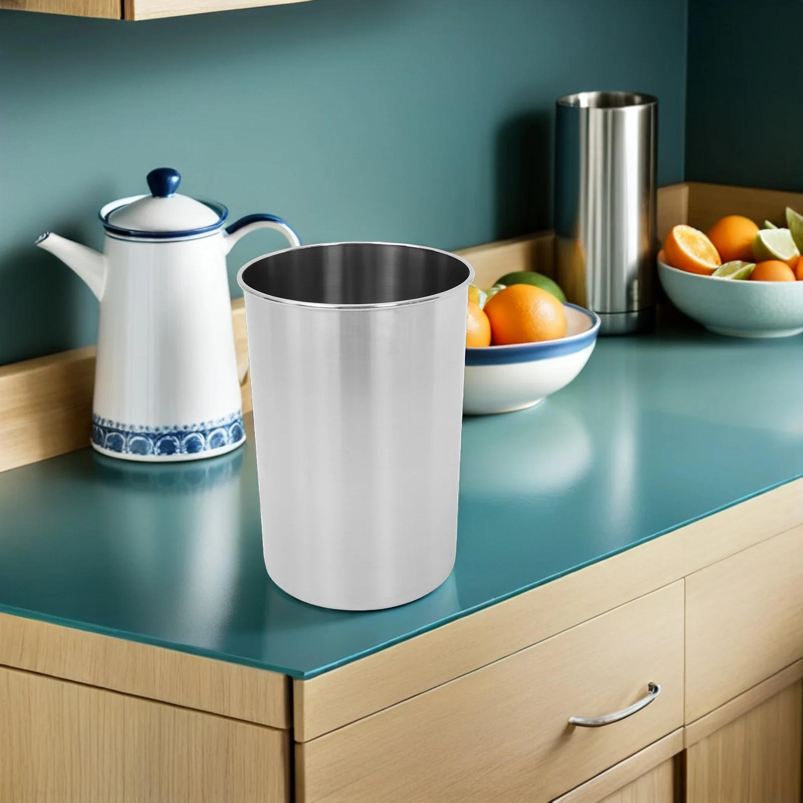 

Countertop Built-in Stainless Steel Trash Can Embedded Kitchen Garbage Bin for Home Cabinet Metal Waste Basket Odor Minimizing