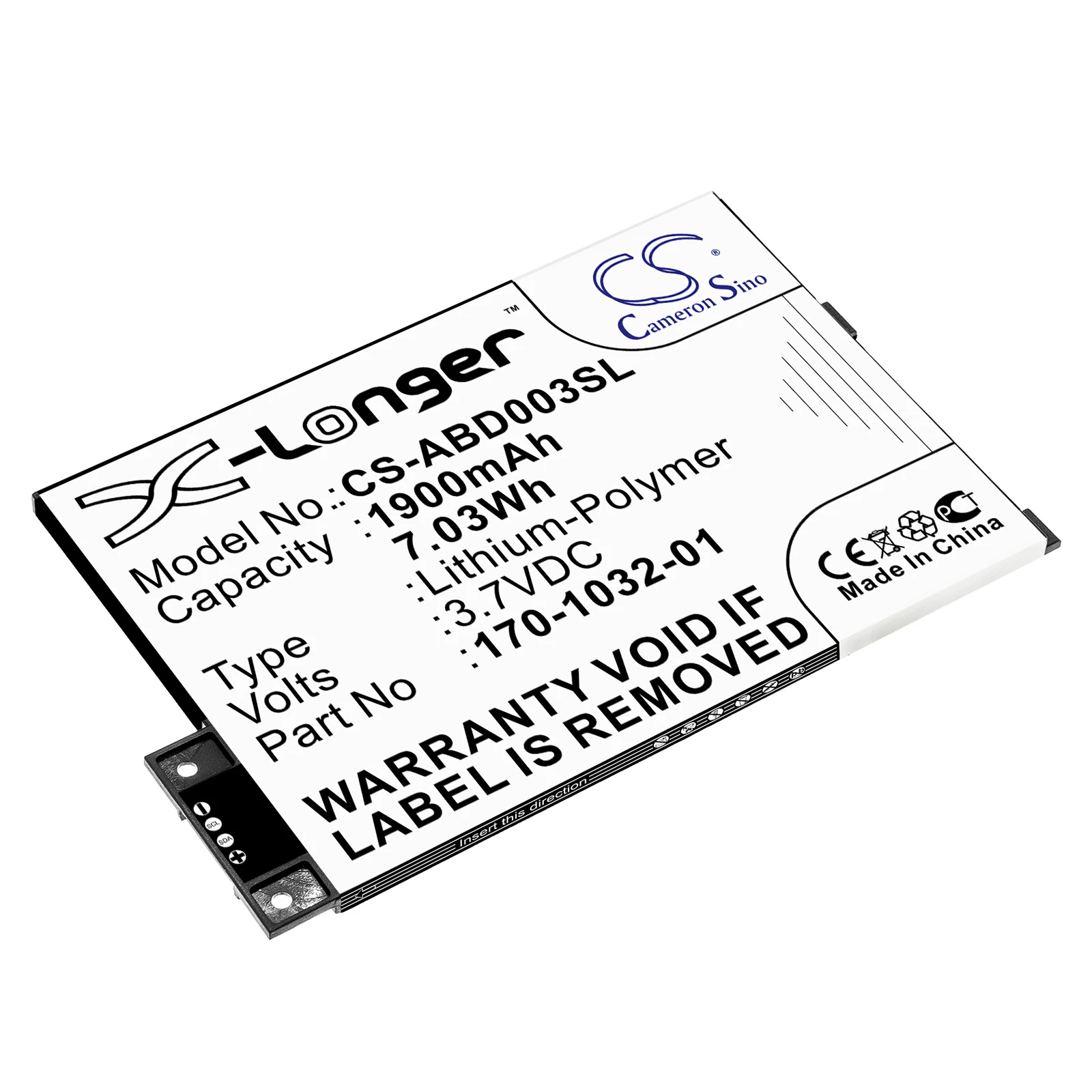 

Li-Polymer E-book, E-reader Battery for Amazon, 3.7V, 1900mAh, Compatible Models: Kindle 3, Kindle 3 Wi-fi