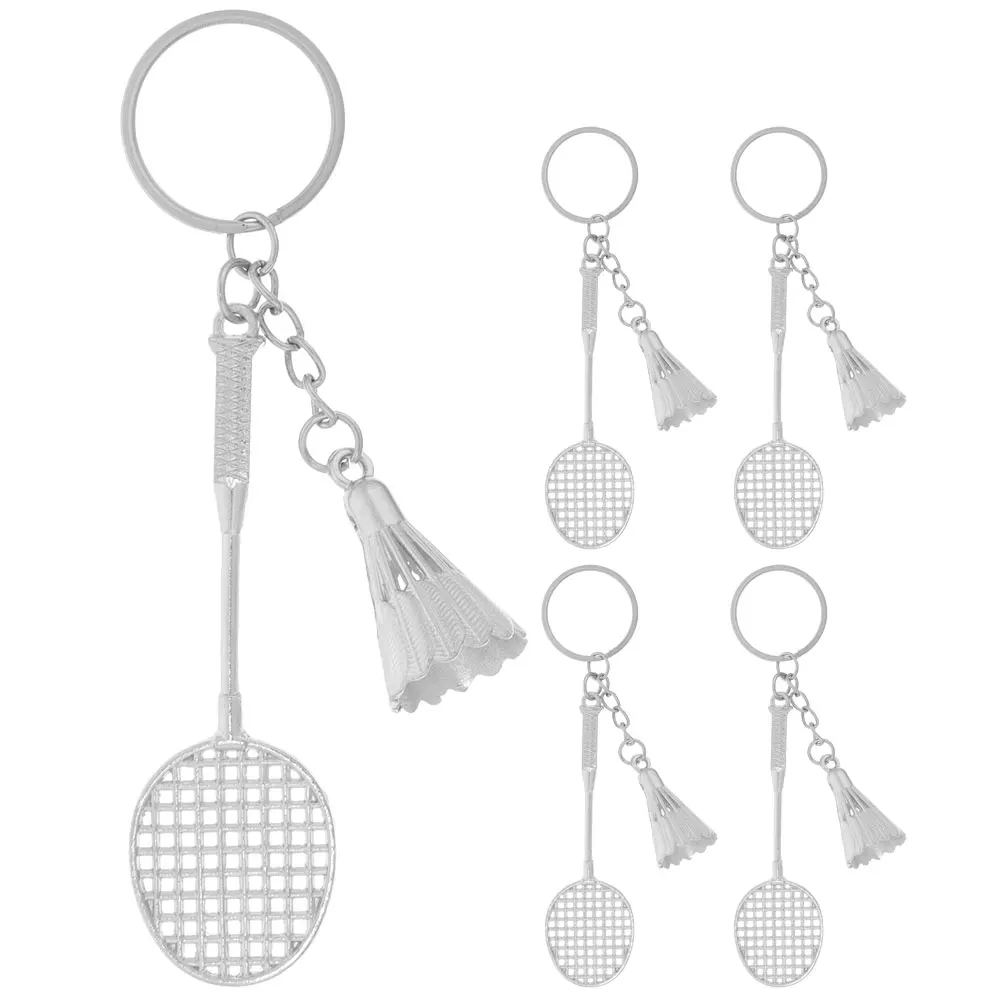 

5 Pcs Badminton Keychain Pendants Rings Hanging Keychains Metal Party Decorations