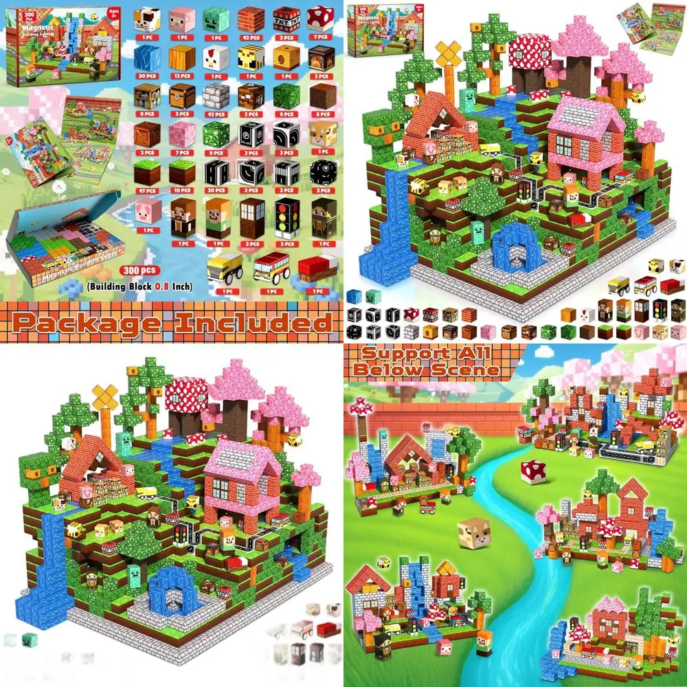 300-teiliges magnetisches Bausteinset: Straßen- und Waldthema für Montessori-inspiriertes STEM-Lernen, ideales Geschenk für Kinder ab 3 Jahren