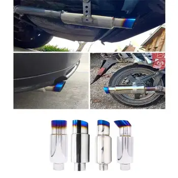 Car modification exhaust pipe stainless steel straight exhaust universal tail throat crossover blue silver exhaust pipe with