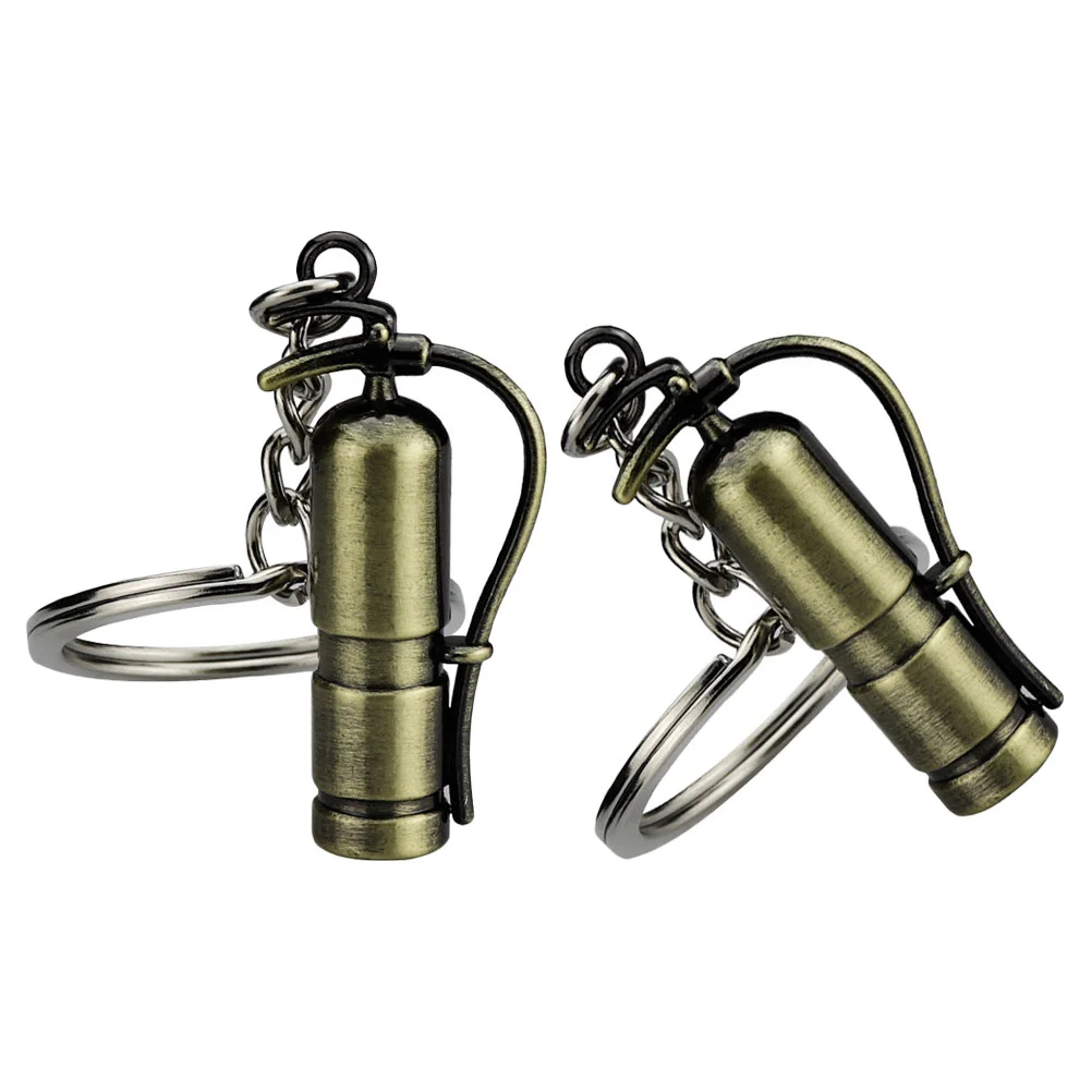 

2 Pcs Extinguisher Keychain Firefighter Gifts Metal Pendant Hanging Decor Practical Key Rings Bag Hanging Pendant Home Garden