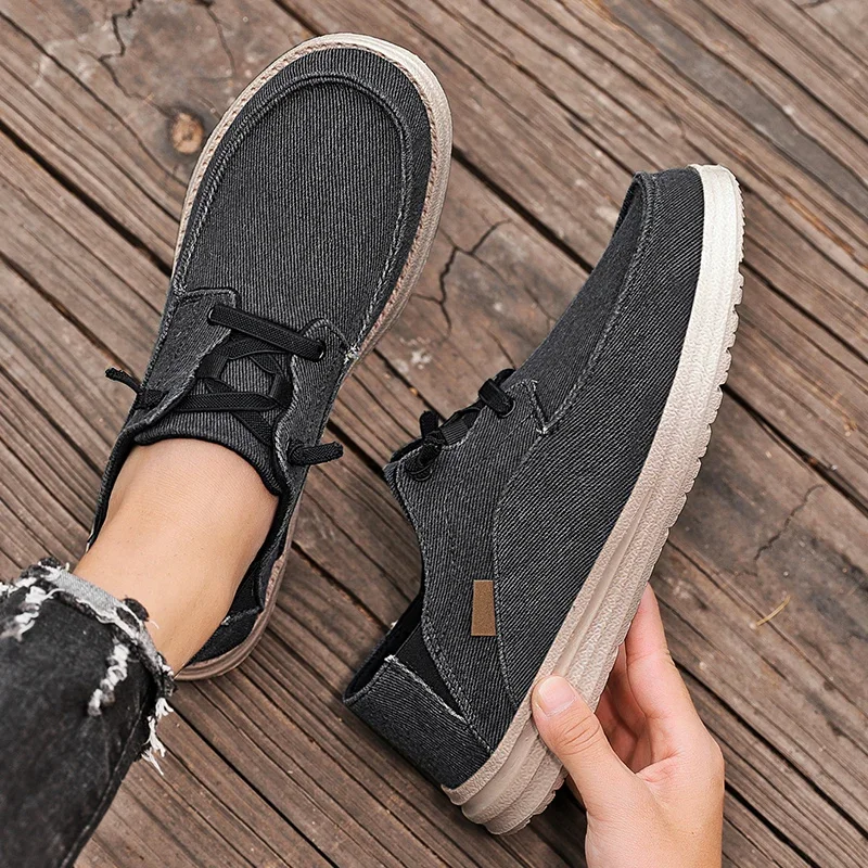 MenCanvas Shoes Summer Loafers Gray Men\'s Sneakers Luxury Brand High Quality Lightweight Casual Shoes Canvass Galoshes Big Size