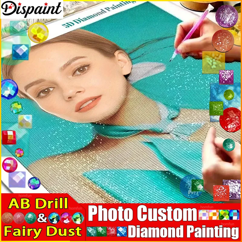 Dispaint Fairy Dust AB Photo custom! Private custom! DIY Embroidery 5D diamond Painting Cross Stitch Full Rhinestone Decor Gift