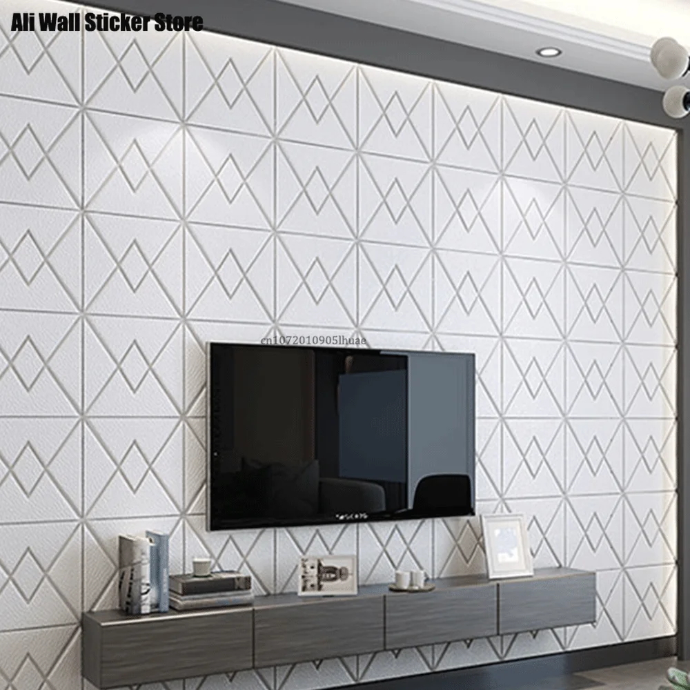 12pcs Self Adhesive 3D Foam Wall Sticker Sticker DIY Soundproof Waterproof 3D Panel Moistureproof Bathroom Kitchen Home Decor