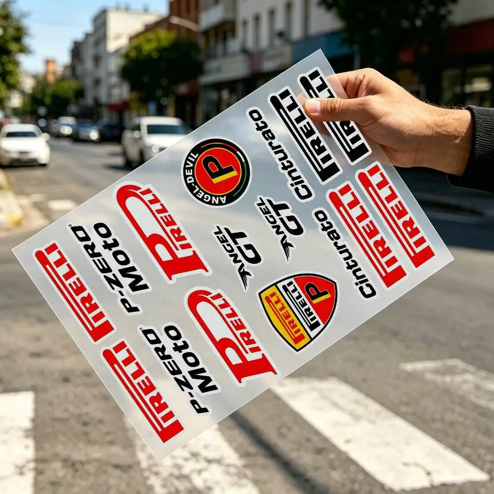 Pegatina reflectante para coche Pirelli, calcomanía de seguridad multiusos para casco de motocicleta, cinta reflectante nocturna