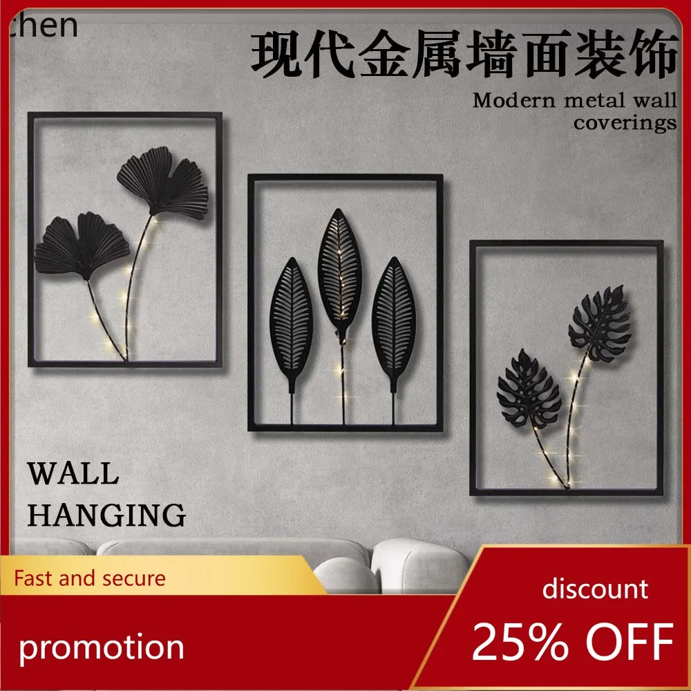 YFY  leaf iron art wall decor - creative living room sofa background wall hanging - floral leaf wall hanging iron crafts