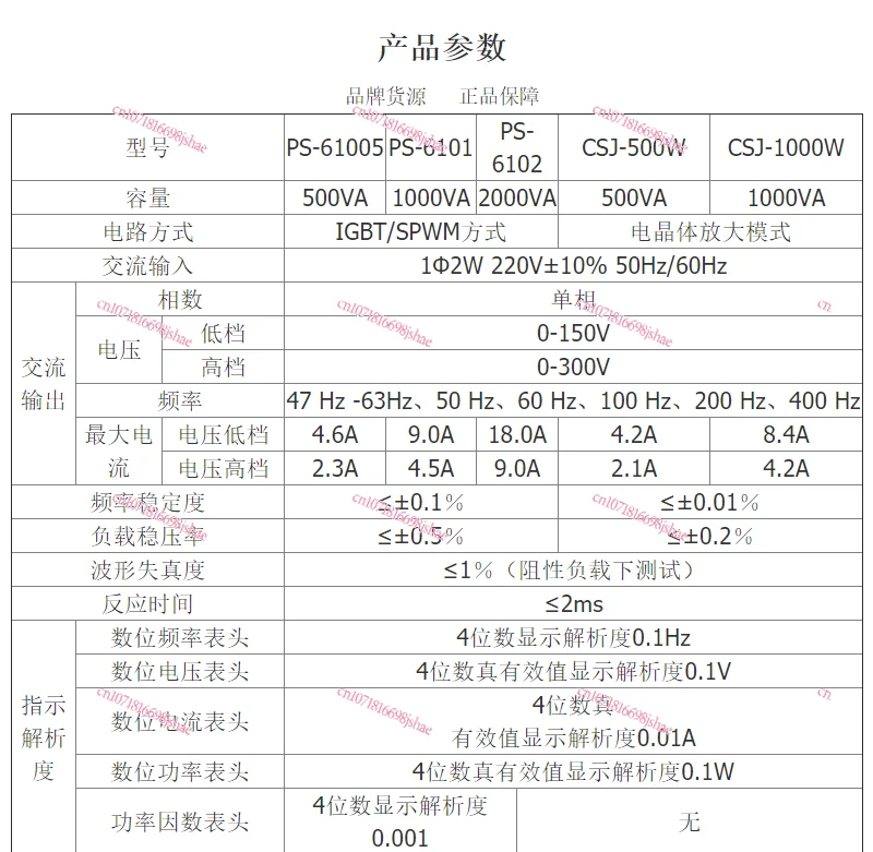 PS6101 Single-phase AC Variable Frequency Power Supply 1000W High-power Adjustable Voltage Regulated Variable Frequency