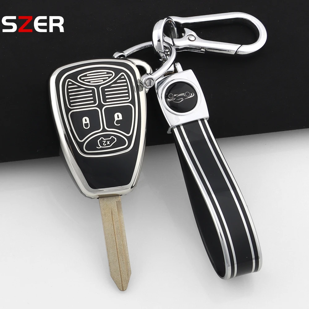 

TPU Car Key Case for Dodge Avenger Caliber for Jeep Patriot Cherokee Compass for Chrysler Pacifica 300C Voyager Cover Holder