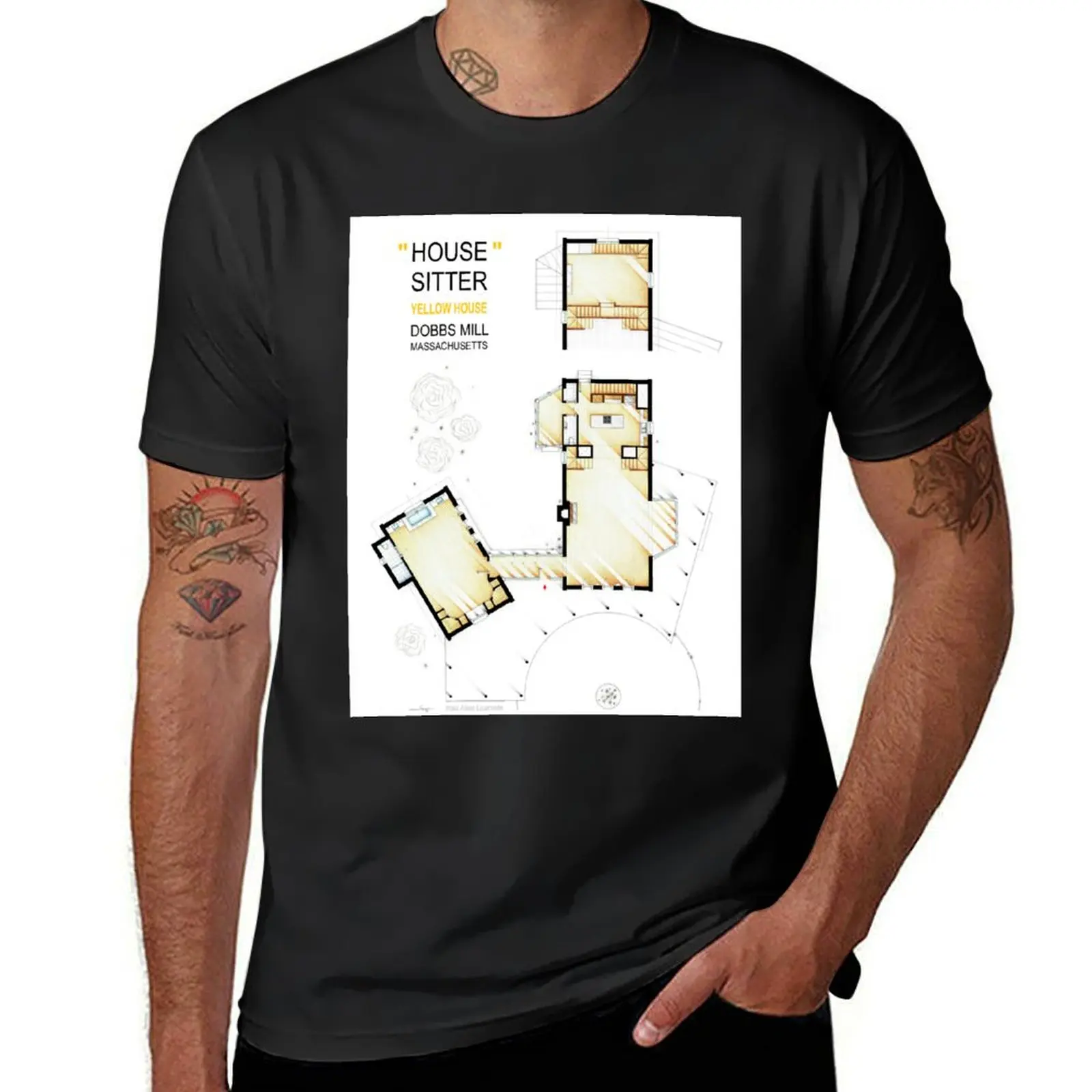 Floorplan of the Yellow House from the HOUSESITTER T-Shirt korean fashion quick-drying t shirts for men