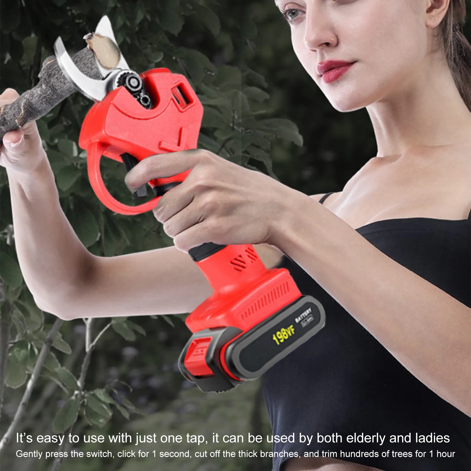 LCD Digital Display Electric Pruning Scissors Garden Pruners with 2 Battery Fruit Tree 30mm Shears Electric Fruit Branch Cutter