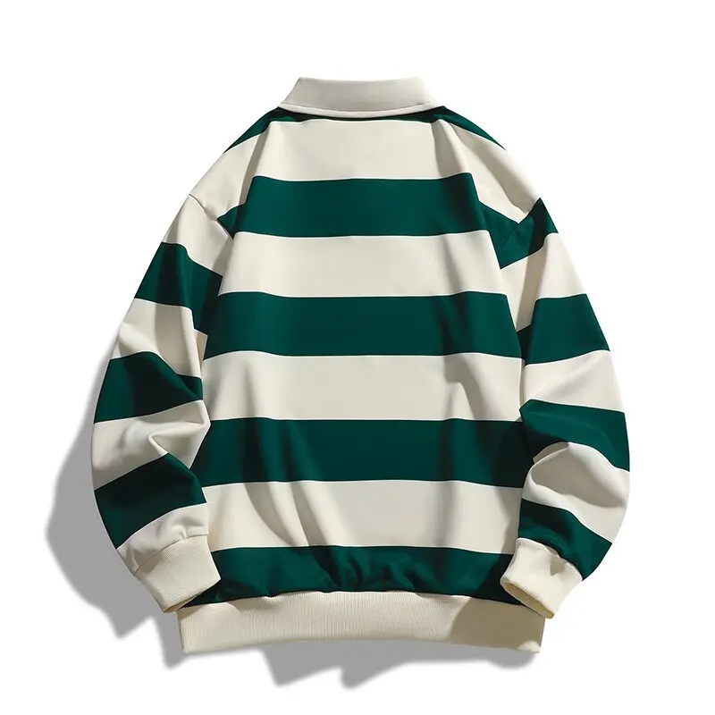 2024 Spring and Autumn New Fashion Trend Striped Long Sleeve Top Men's Casual Loose Comfortable High Quality Large Size Pullover